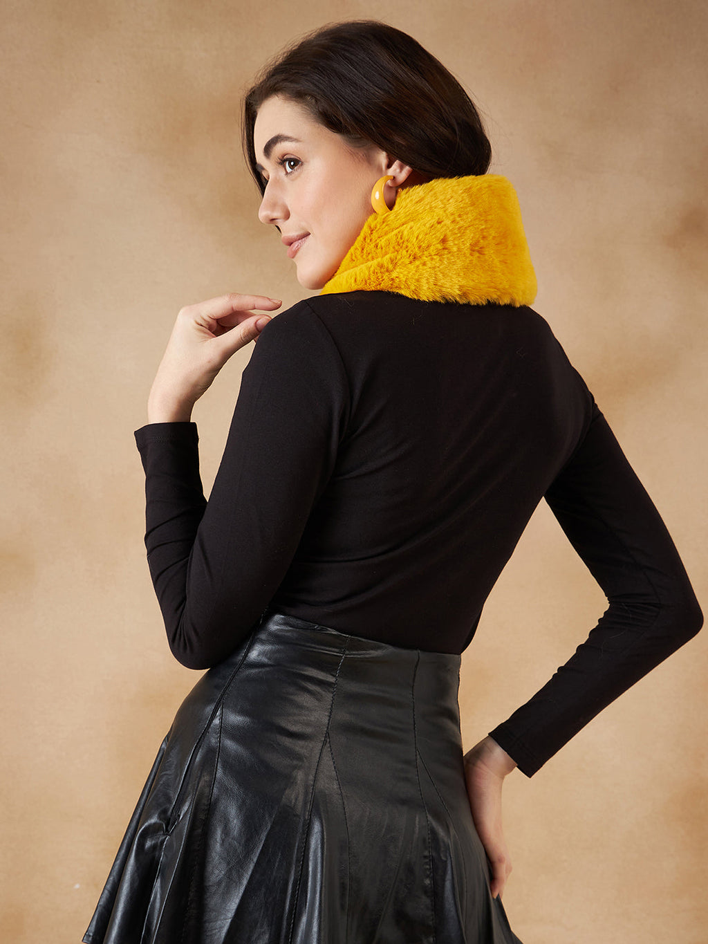 InWeave Women's Yellow Fur Neckpiece | Grocsy