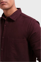 Xkind Dark Maroon Textured Shacket | Grocsy