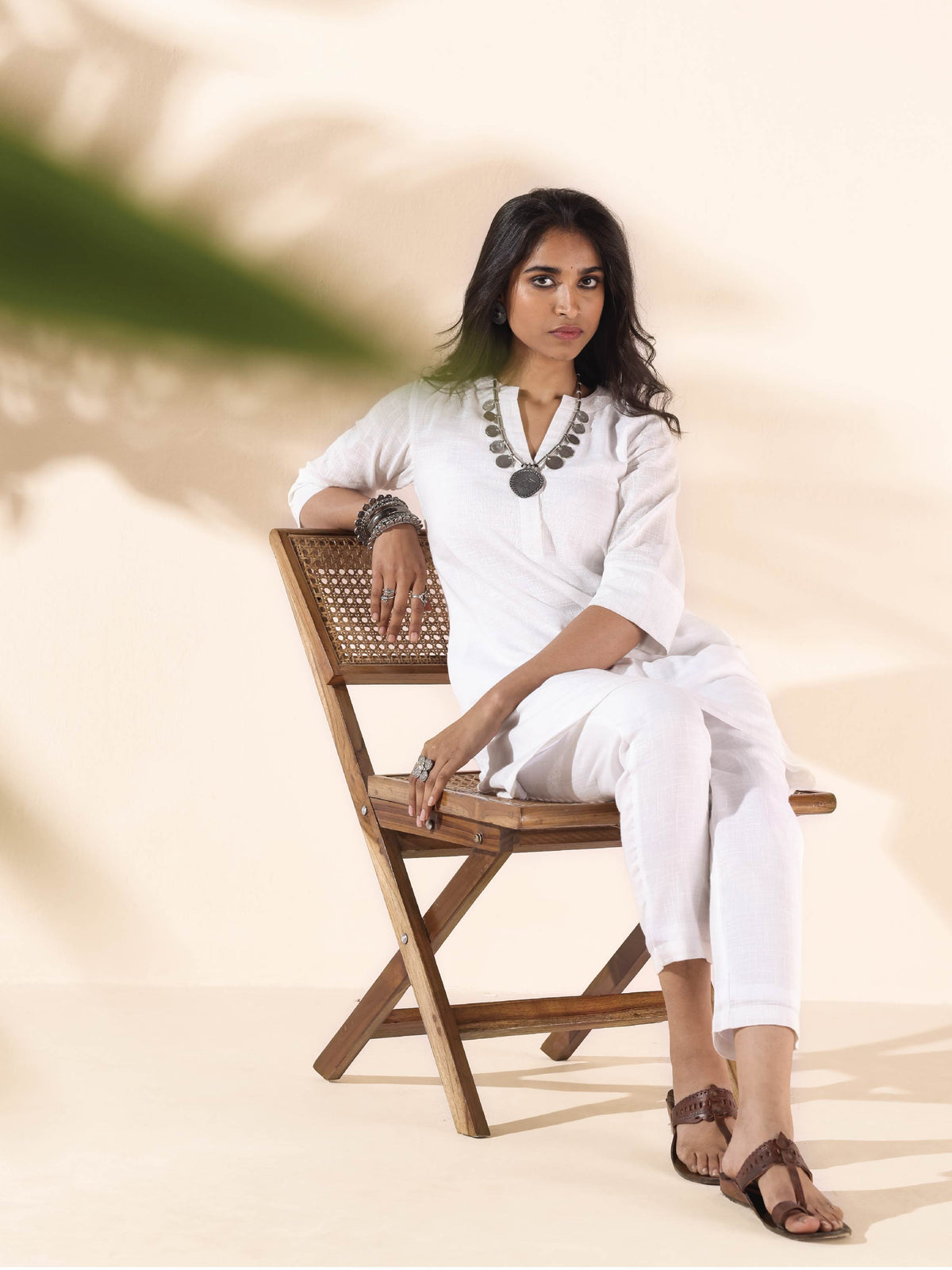 trueBrowns White Cotton Relaxed Co-ord Set | Grocsy