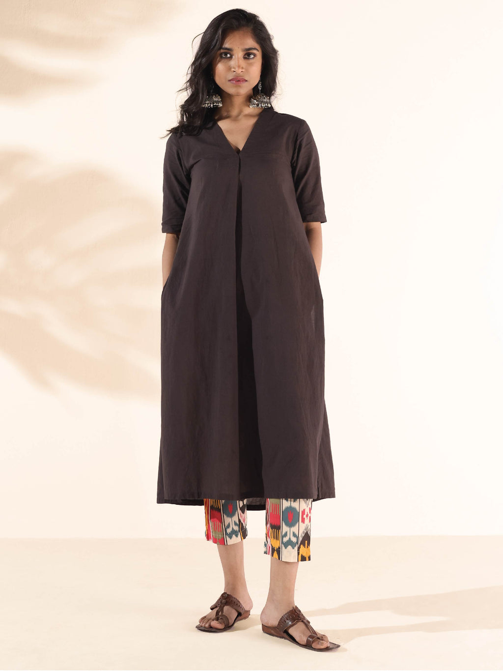 trueBrowns Cola Cotton Ikat Kurta Pant Set | Grocsy