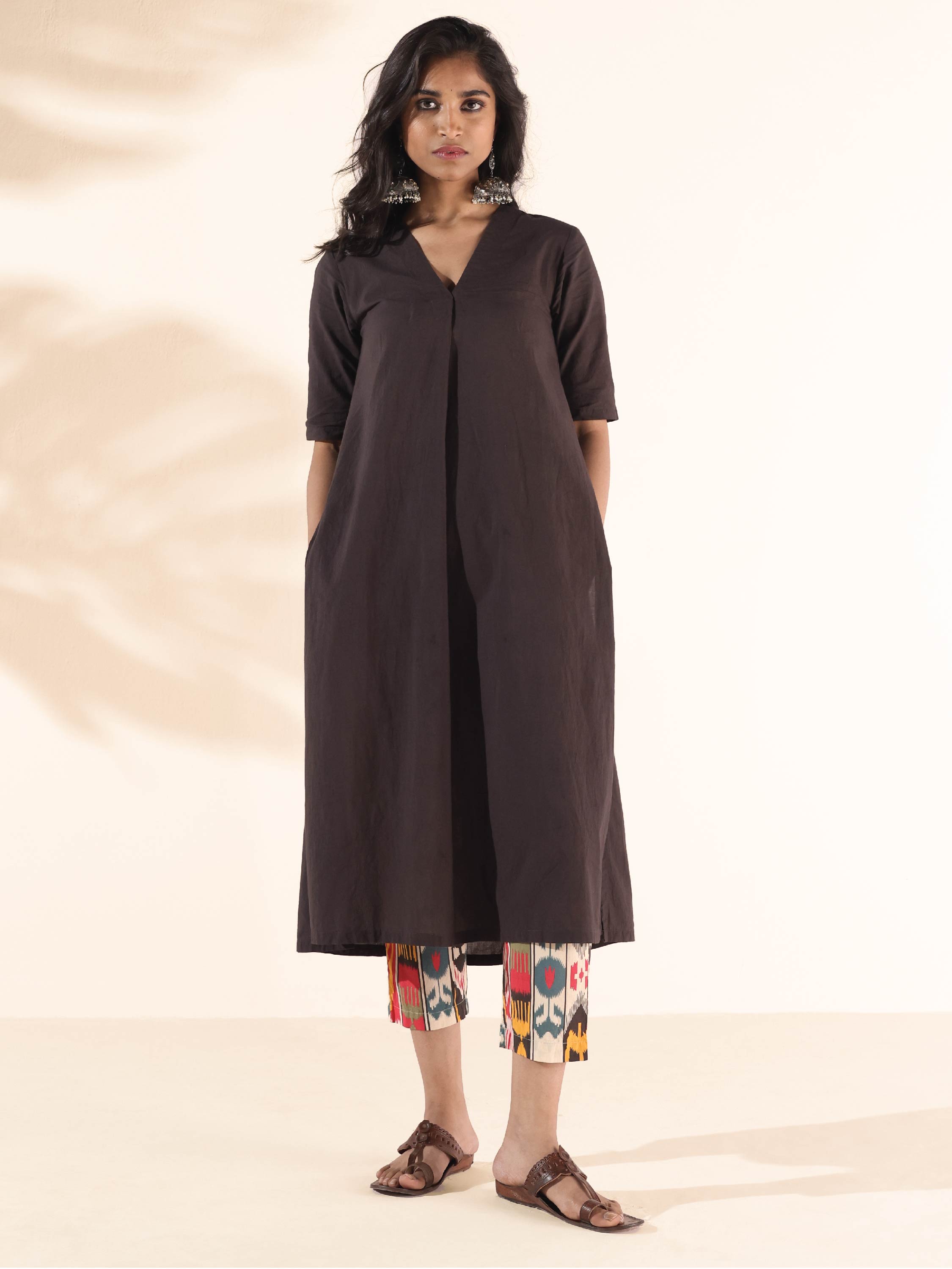trueBrowns Cola Cotton Ikat Kurta Pant Set | Grocsy