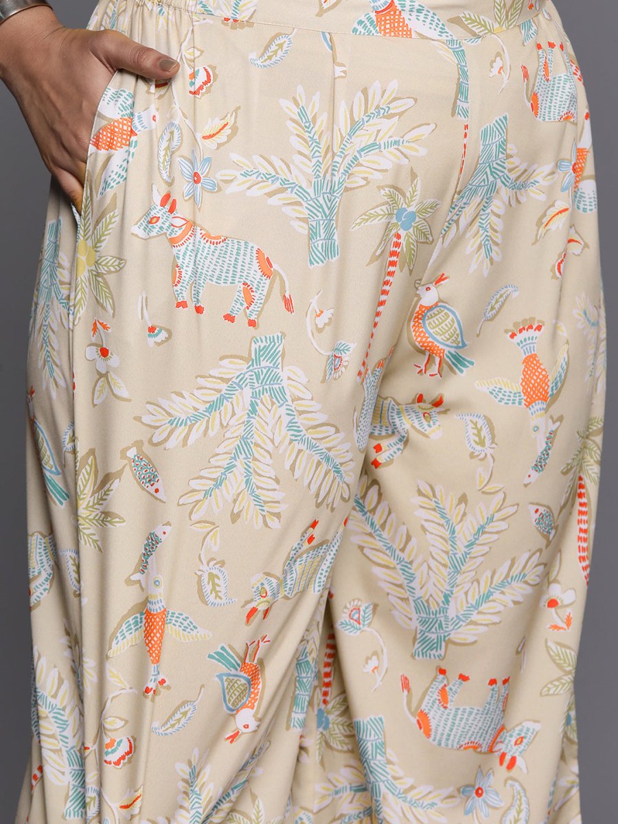 Ahalyaa Women Plus Size Printed Regular Gotta Patti Kurta with Palazzos | Grocsy
