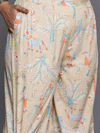 Ahalyaa Women Plus Size Printed Regular Gotta Patti Kurta with Palazzos | Grocsy