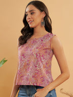 InWeave Pink Coral Floral Print W/U Top | Grocsy