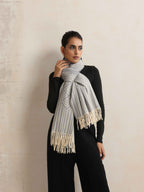 trueBrowns Grey Geometric Woollen Stole | Grocsy