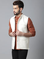Even Apparels Men's White Pure Wool Nehru Jacket | Grocsy
