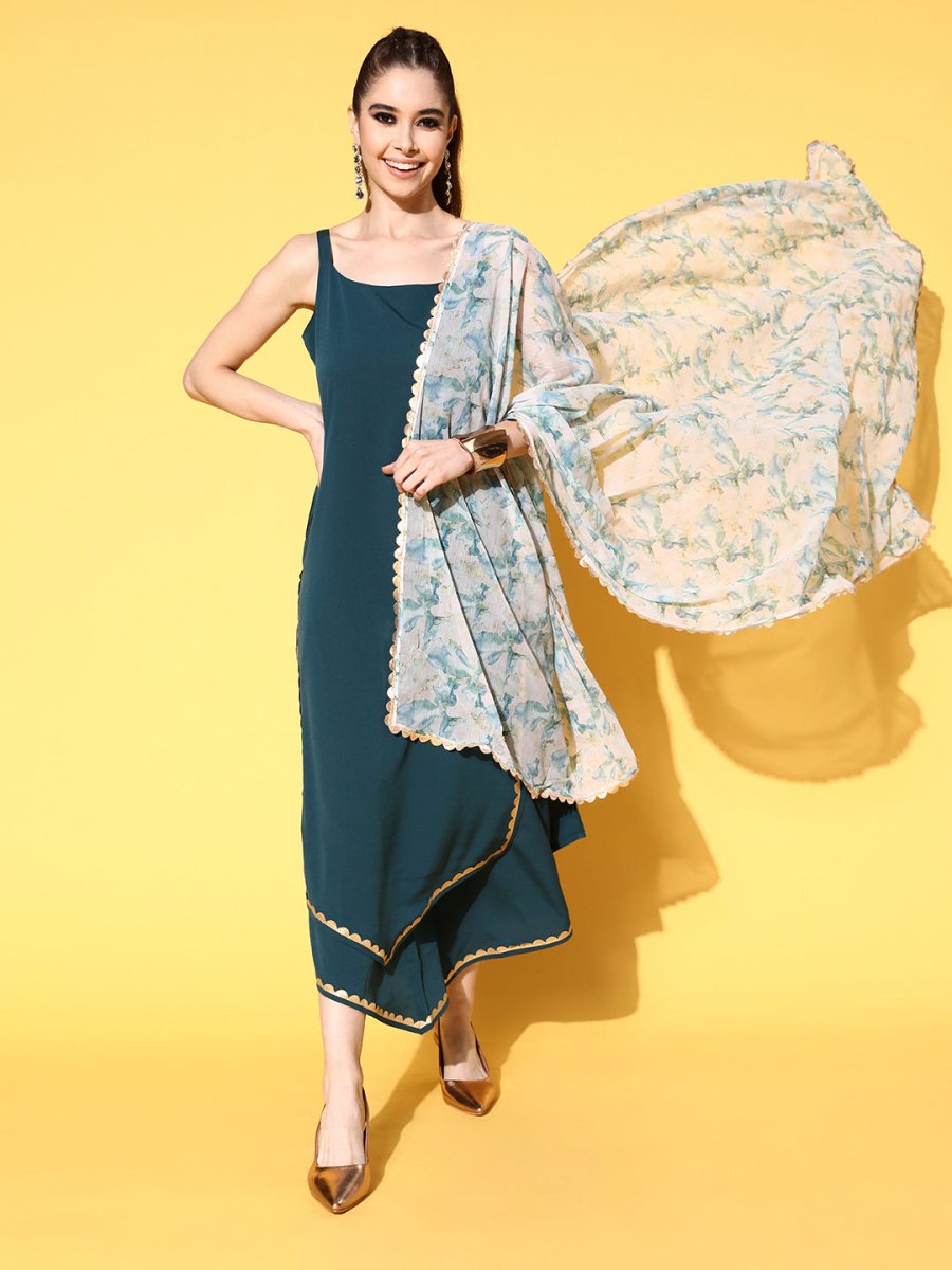 Ahalyaa Women Gotta Patti Kurta with Palazzos & With Dupatta | Grocsy