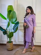 The52 Women's Gorgeous Viscose Embroidery Straight Kurta with Pant And Dupatta Set | Grocsy