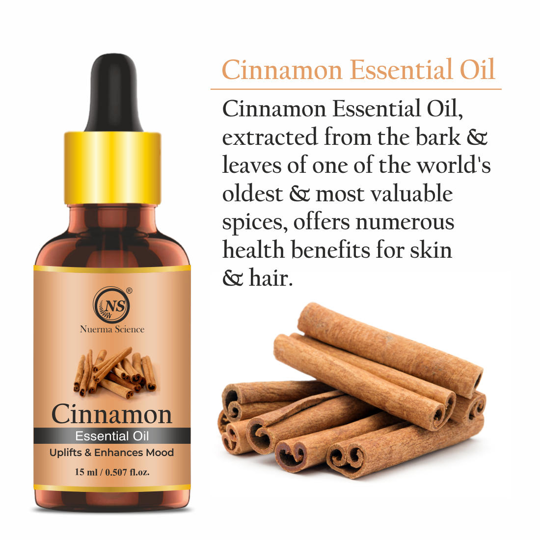 Nuerma Science Cinnamon Essential Oil For Body, Skin & Hair Care | Grocsy