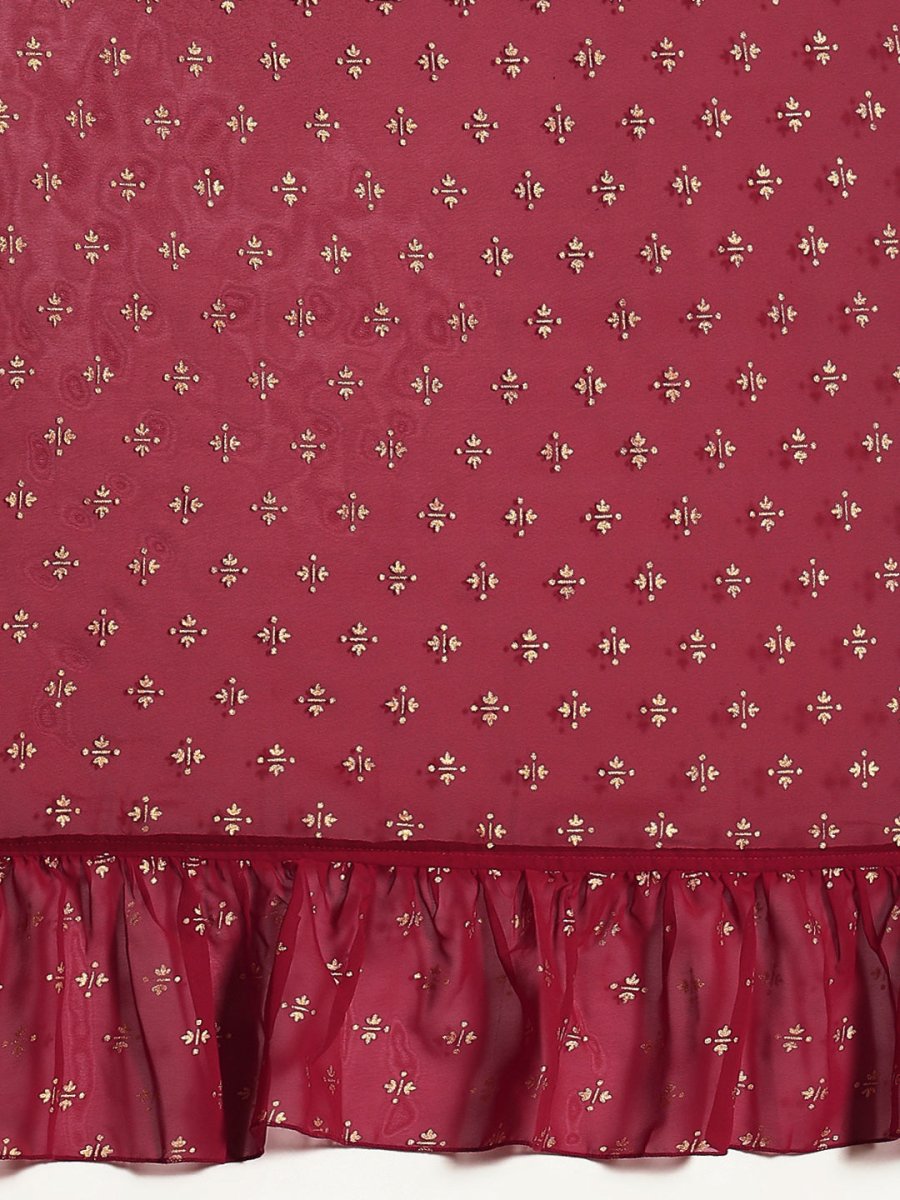 Ahalyaa Printed Ready To Wear Ruffles Saree | Grocsy