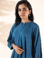 trueBrowns Blue Cotton Dobby Yoke Co-ord Set | Grocsy