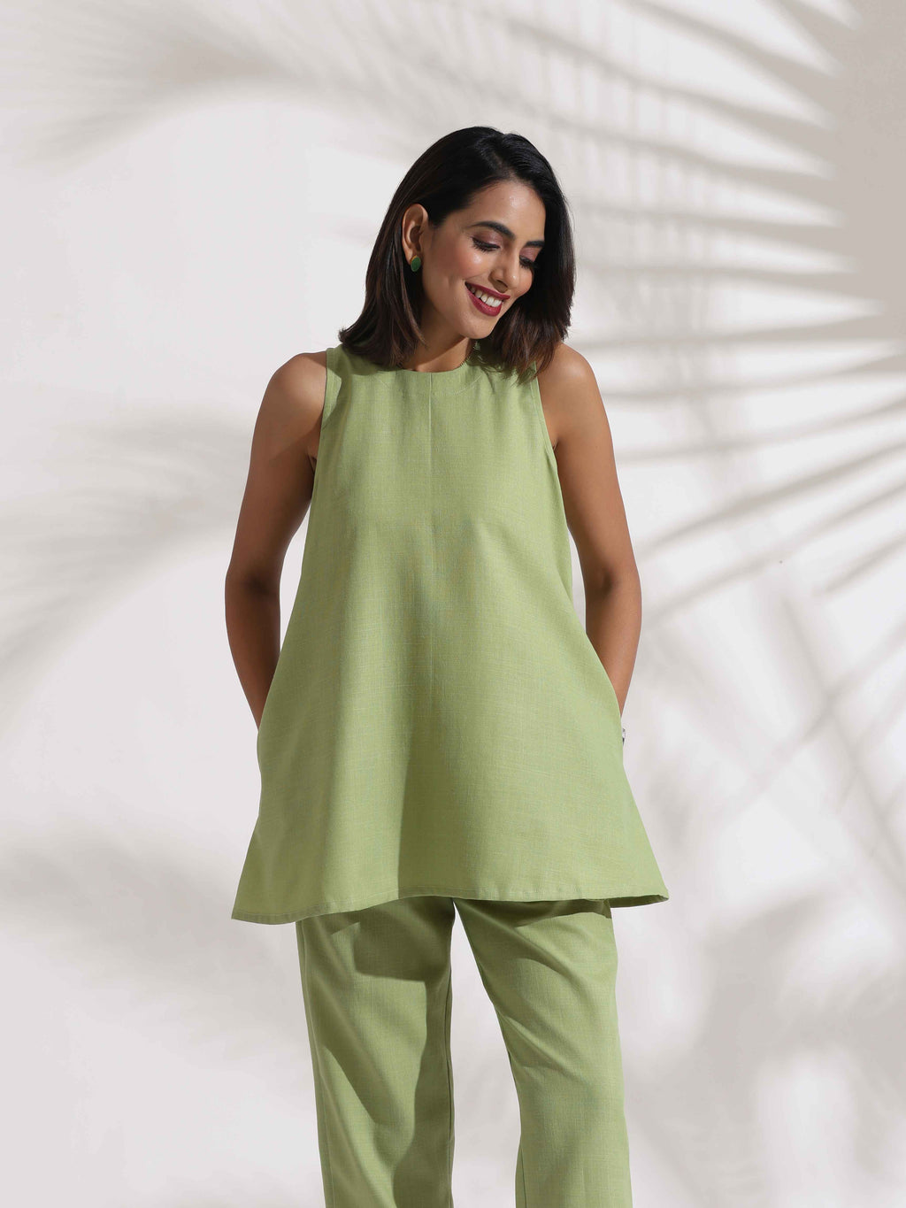 trueBrowns Green Slub Co-ord Set | Grocsy