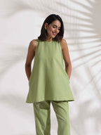 trueBrowns Green Slub Co-ord Set | Grocsy