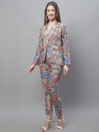 Jainish Women's WoDigital Printed Crop Top and Jacket Set - Multi | Grocsy
