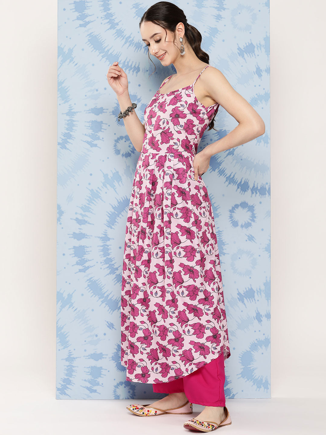 InWeave Women's Pink Fuchsia Japanese Art Strappy Set | Grocsy