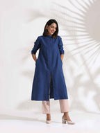trueBrowns Blue Slub Kurta Set | Grocsy