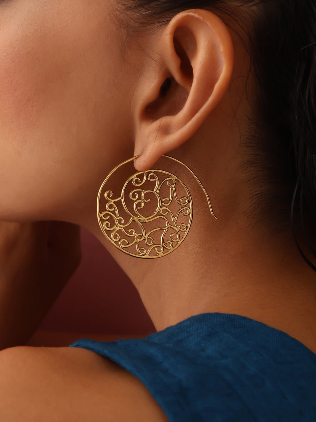 trueBrowns Brass Circular Swirl Earrings | Grocsy