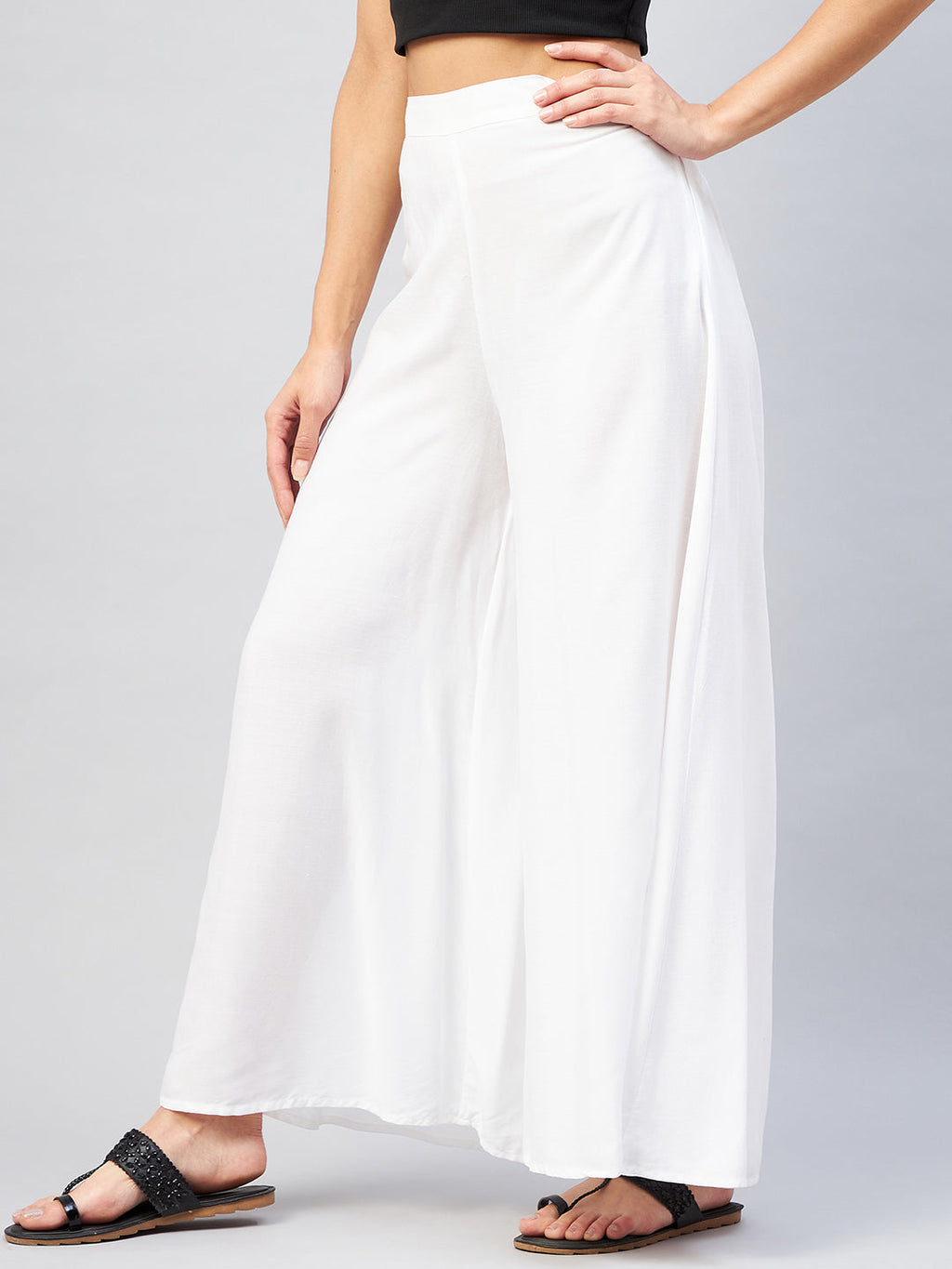 InWeave Solid White Palazzo | Grocsy
