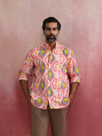 trueBrowns Men's Lime Ikat Print Cotton Shirt | Grocsy