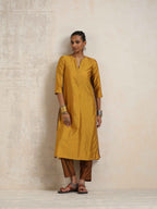 trueBrowns Gold Silk Kurta Set | Grocsy