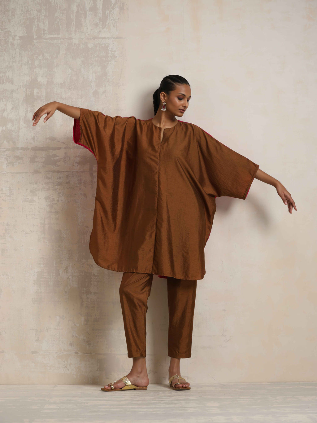 trueBrowns Brown Silk Co-ord Set | Grocsy