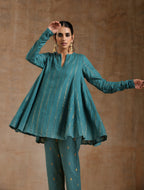 trueBrowns Deep Sea Gold Cotton Flared Co-Ord Set | Grocsy