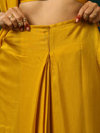 trueBrowns Mustard Muslin Silk Ready to Wear Saree | Grocsy