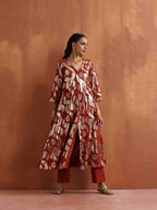 trueBrowns Rust Metallic Angrakha Kurta Set | Grocsy