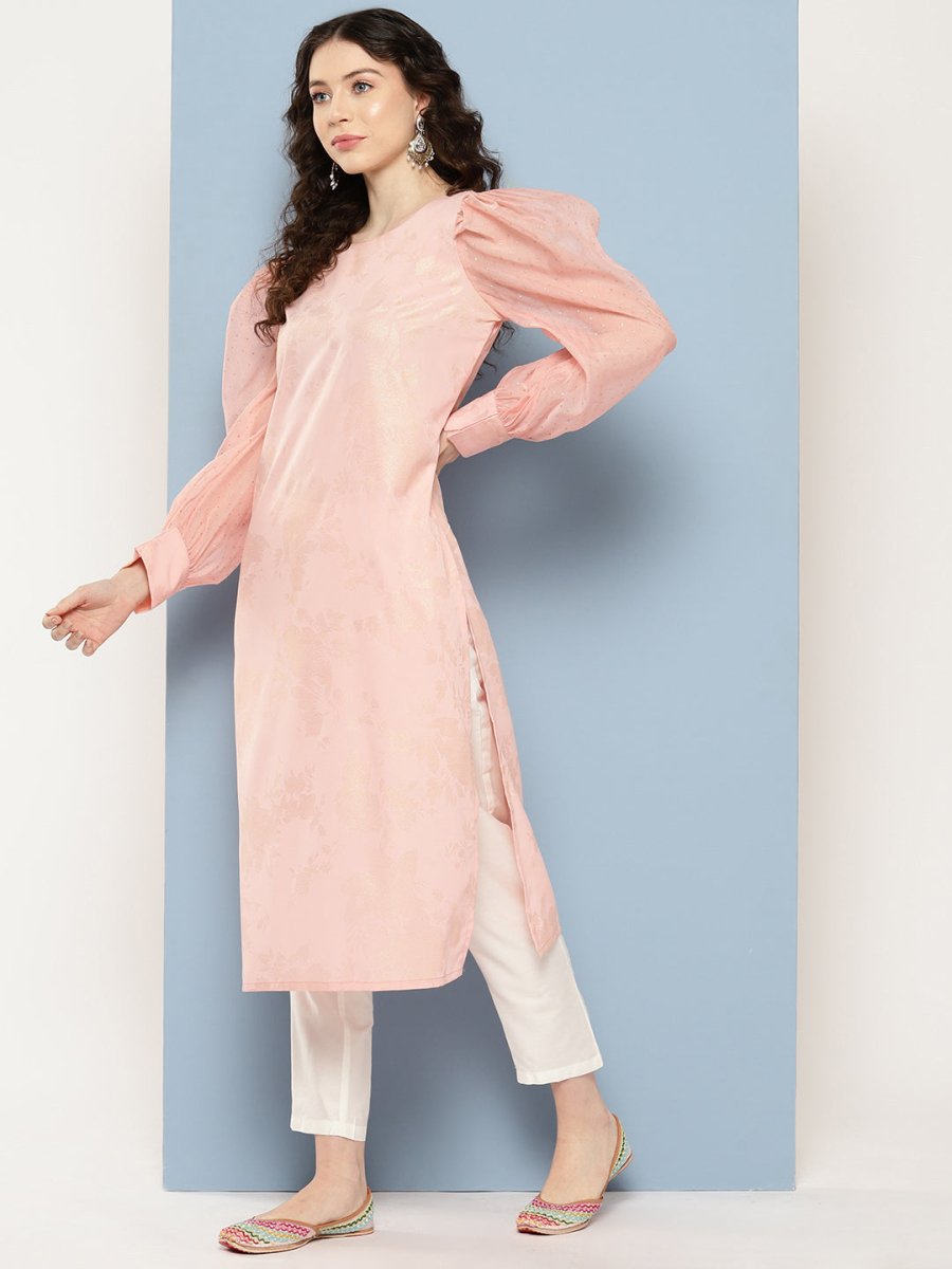 Ahalyaa Women Floral Printed Pastels Crepe Kurta | Grocsy