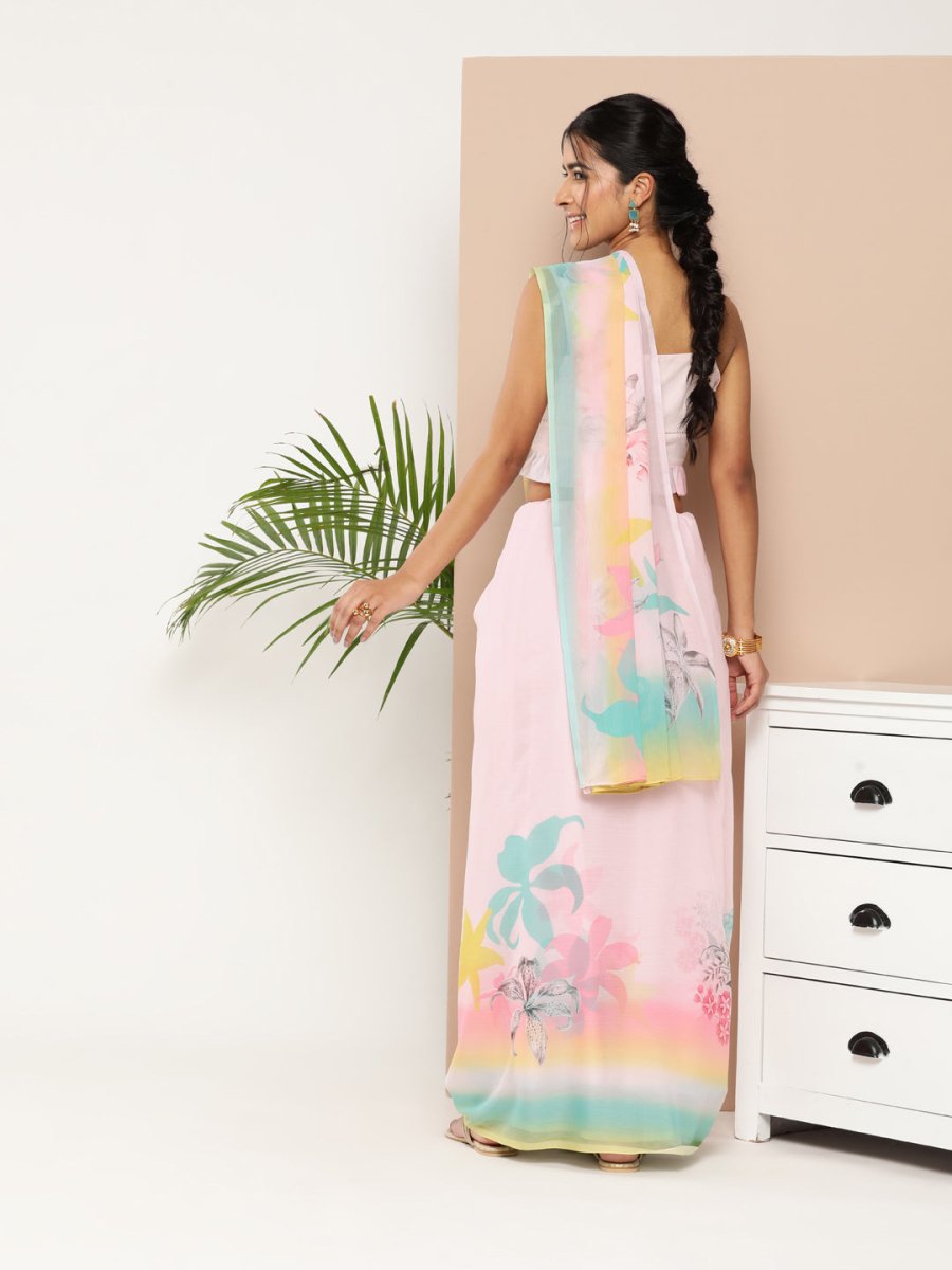 Ahalyaa Women Chiffon Floral Saree | Grocsy