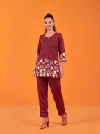 Anaita Maroon Stylish Readymade Co-Ords Set | Grocsy