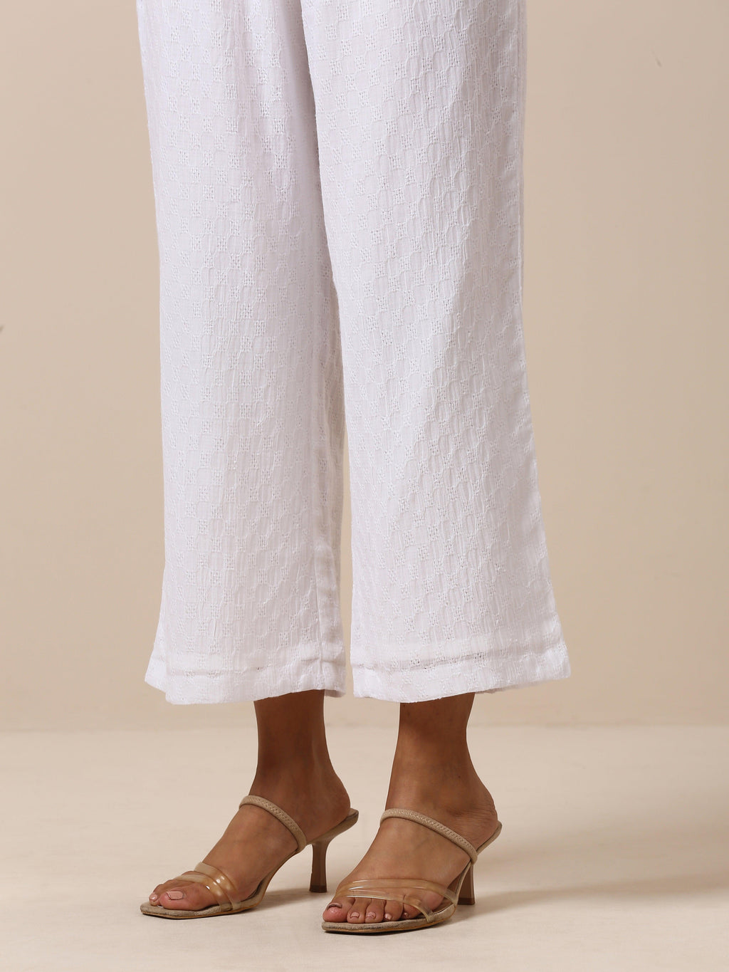 trueBrowns Cotton White Weave Pant | Grocsy