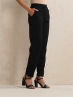 trueBrowns Black Woollen Pants | Grocsy