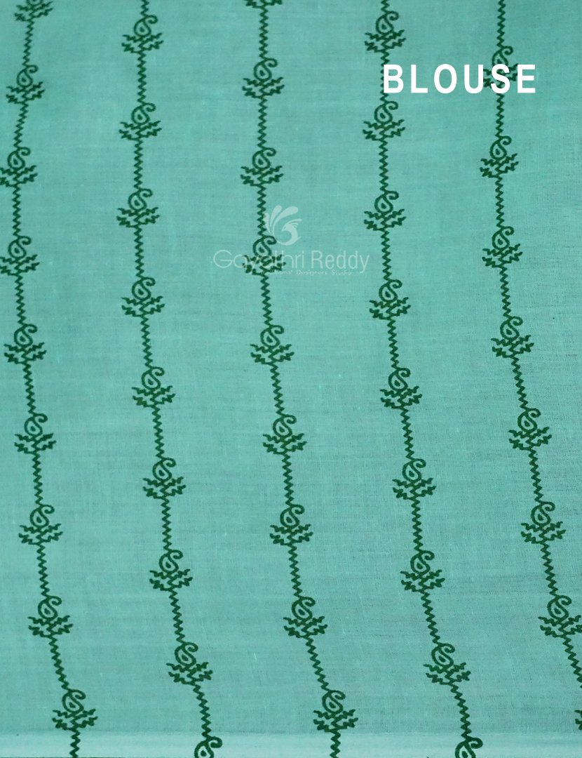 Tomato Red Colour Block Print Pure Mulmul Cotton Saree By Gayathri Reddy Designer Studio | Grocsy