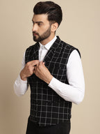 Even Apparels Men's Black Wool Waistcoat with Notched Lapel | Grocsy