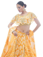 Myra Yellow Jaquard Embroidered Designer Lehenga | Grocsy