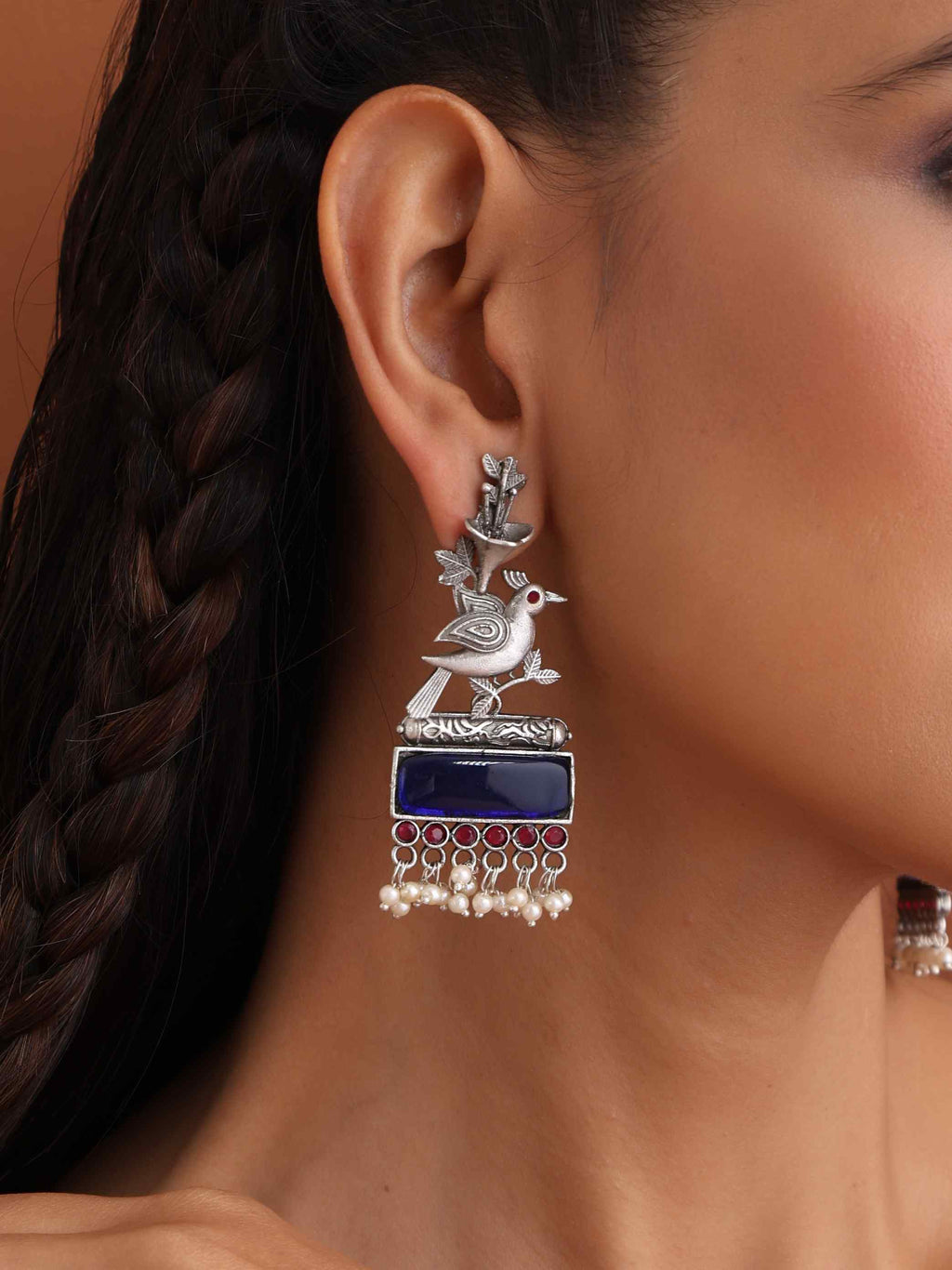 trueBrowns Silver Tone Bird Earrings | Grocsy