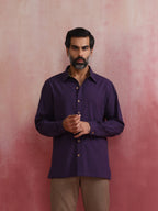 trueBrowns Men's Purple Cotton Shirt | Grocsy