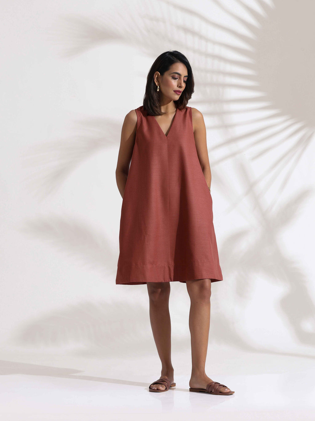 trueBrowns Pink Slub Dress | Grocsy