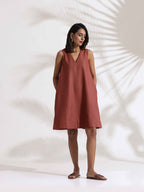 trueBrowns Pink Slub Dress | Grocsy