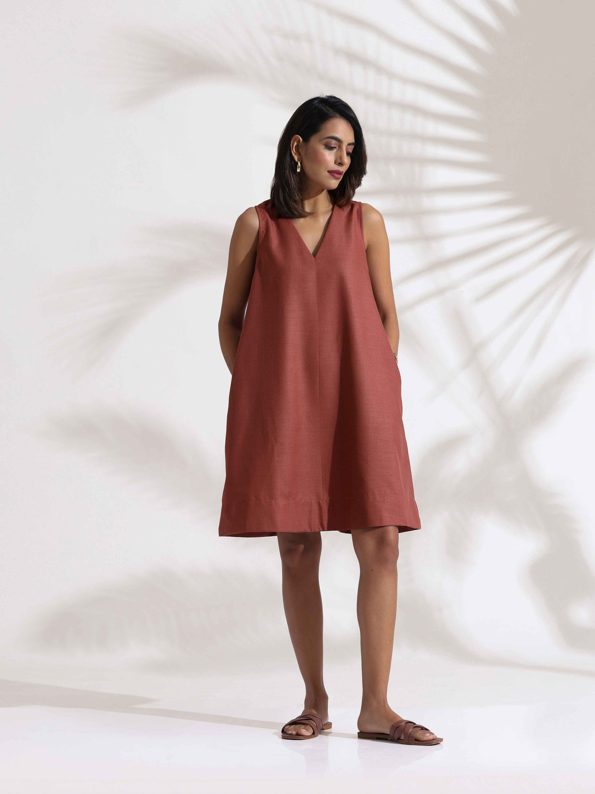 trueBrowns Pink Slub Dress | Grocsy