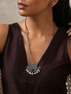 trueBrowns Silver Tone Blue Stone Pendant Chain | Grocsy