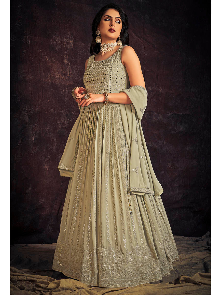 Myra Pista Real Georgette Designer Gown Style Suit | Grocsy