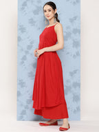 InWeave Women's Red Strappy Set W Navy Pink Lotus Cr Duptta | Grocsy