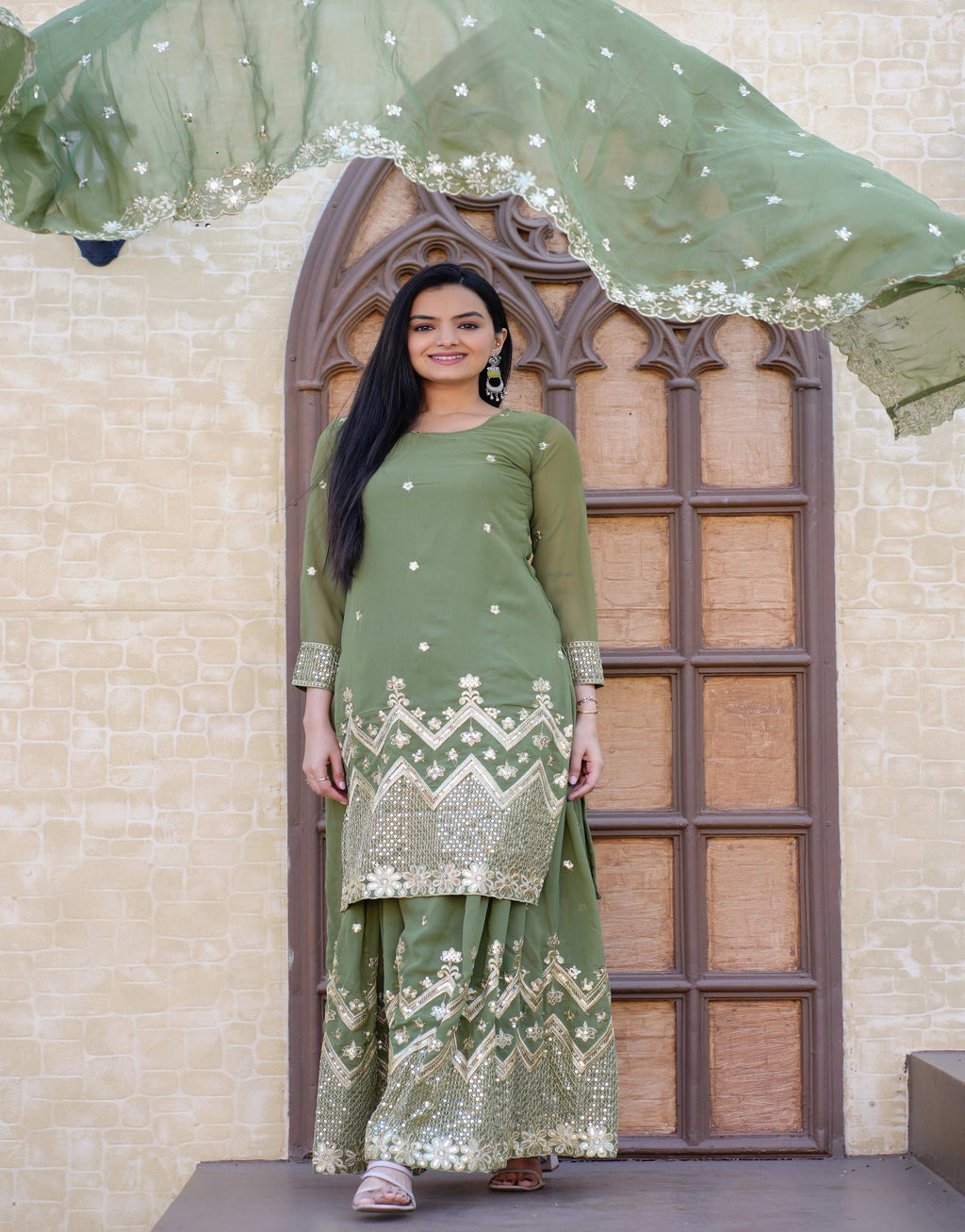Yash Enterprise Latest Georgette Embroidery Pista Readymade Salwar Suit | Grocsy