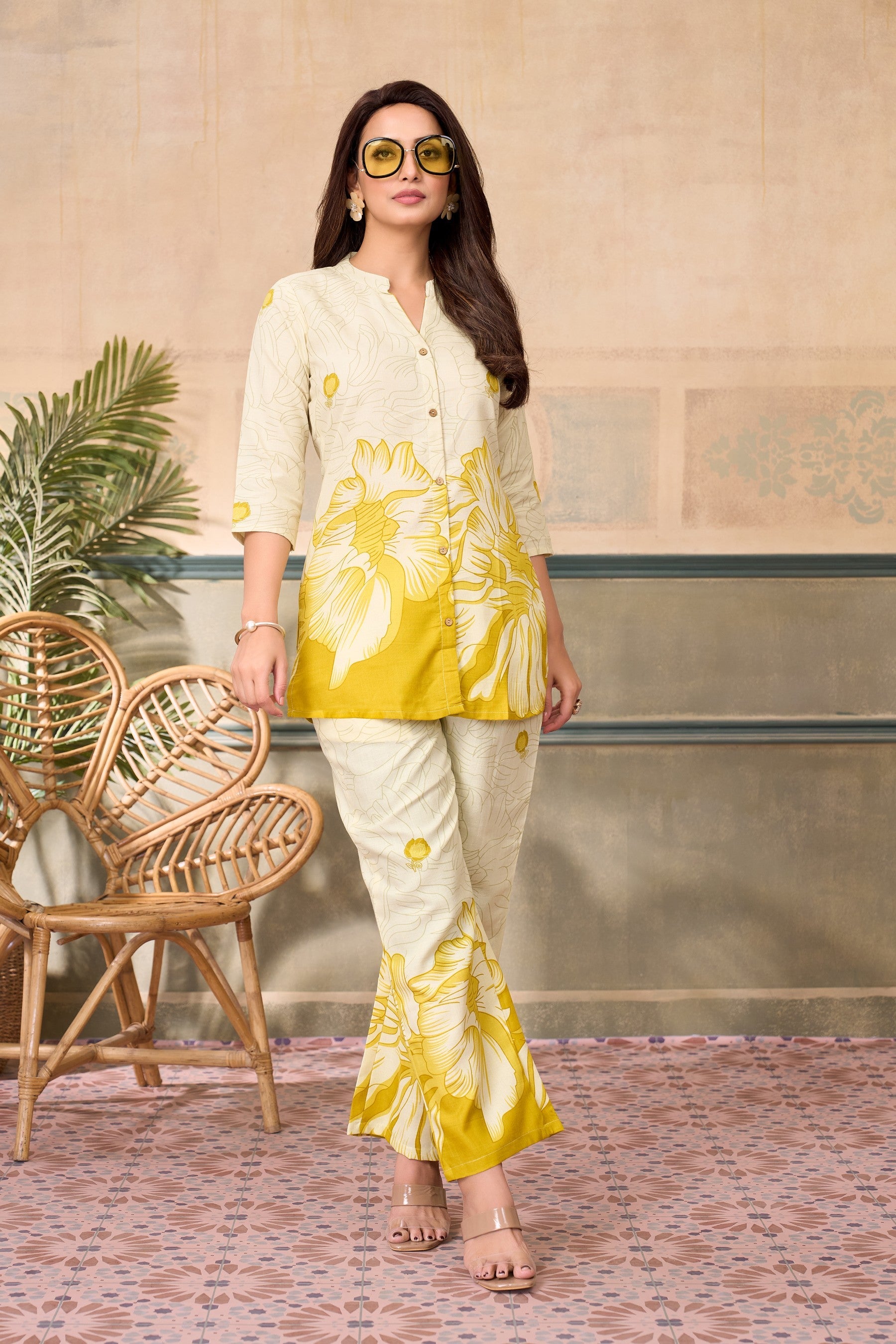 Anaita Yellow Stylish Readymade Co-Ords Set | Grocsy