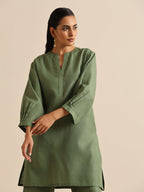 trueBrowns Olive Green Slub Relaxed Placket Co-Ord Set | Grocsy