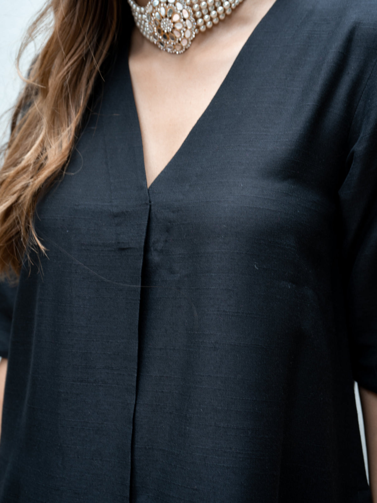 trueBrowns Black Silk Kurta Pant Set | Grocsy