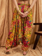 InWeave Mustard Multi Flower Harem Pant | Grocsy