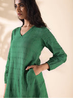 trueBrowns Green Cotton Dobby Relaxed Co-ord Set | Grocsy